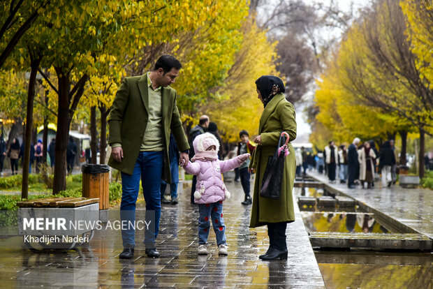 باران پاییزی در چهارباغ اصفهان