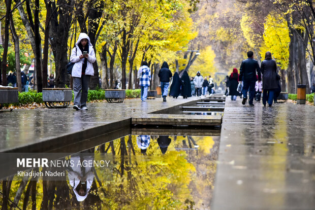 باران پاییزی در چهارباغ اصفهان