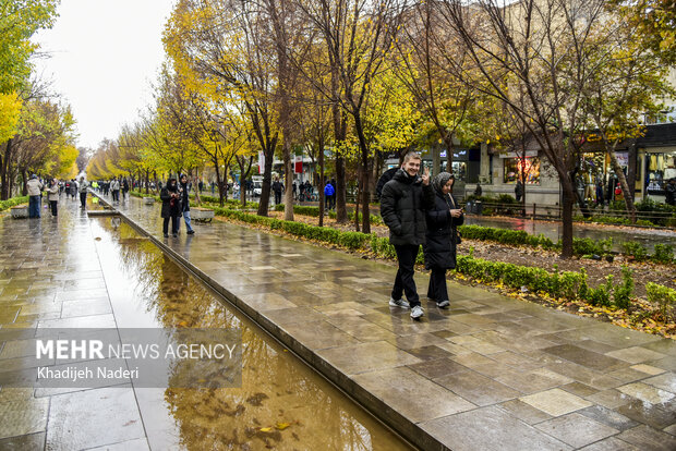 باران پاییزی در چهارباغ اصفهان