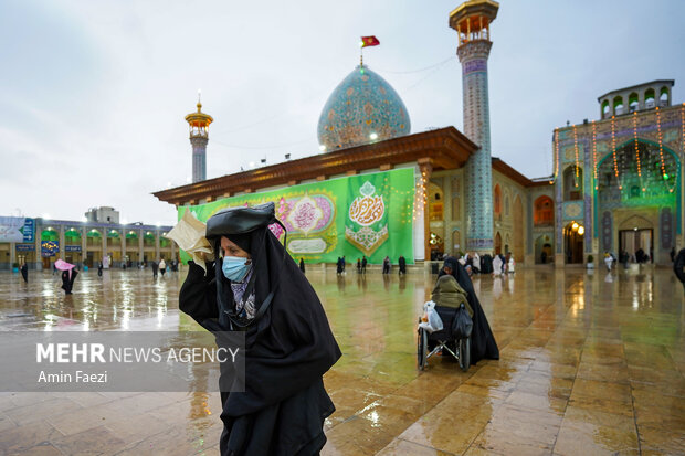 طراوت باران در حرم شاهچراغ(ع)