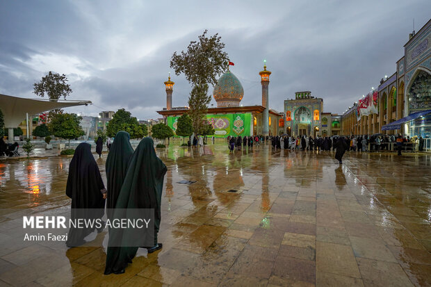 طراوت باران در حرم شاهچراغ(ع)