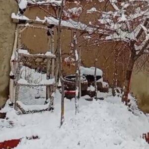 بارش برف در روستای میهم علیا از توابع قروه