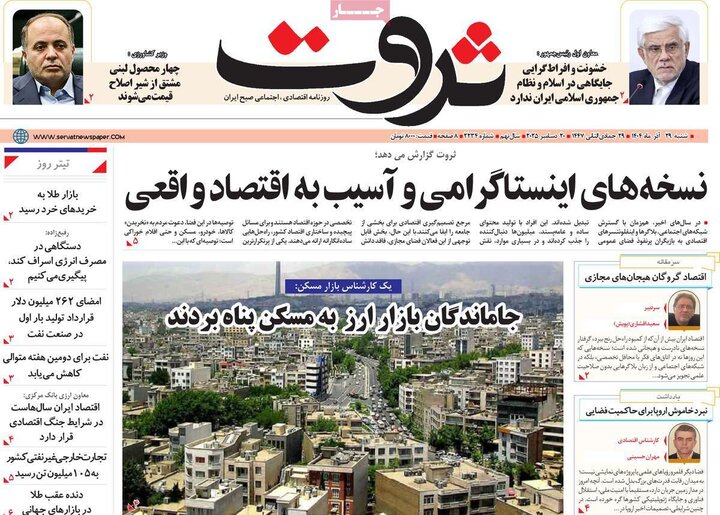روزنامه اقتصادی 29 آذر 1404