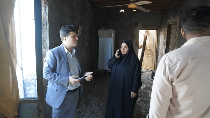 بازدید رئیس بنیاد مسکن رودان از منازل سیل‌زده روستای وزیری