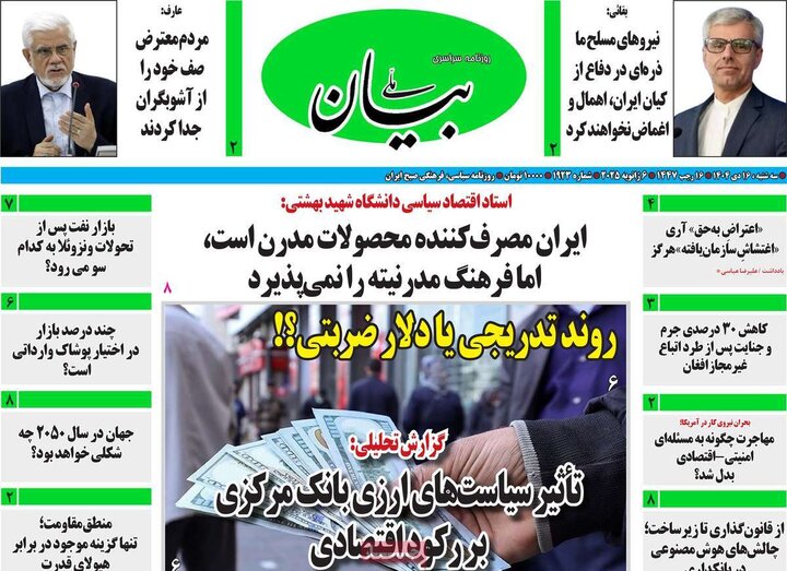 روزنامه 16 دی 1404