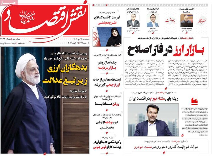 روزنامه اقتصادی 16 دی 1404